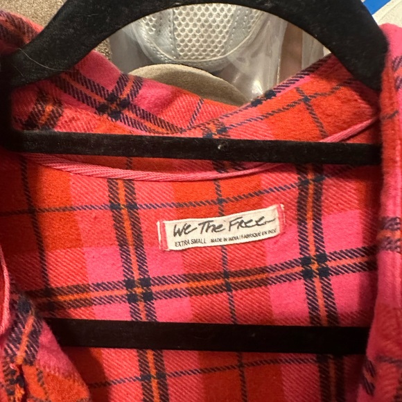 We The Free Happy Hour Plaid Long Sleeve Flannel Shirt Pink - Picture 5 of 5